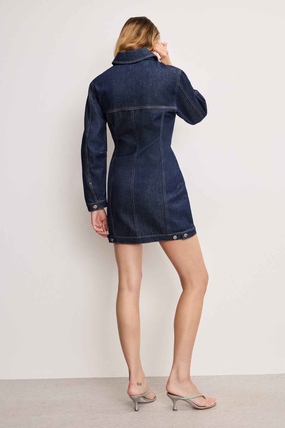 BARREL LONG SLEEVE MINI DRESS INDIGO982