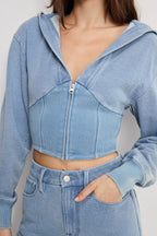 JEANIUS ZIP UP HOODIE INDIGO1157