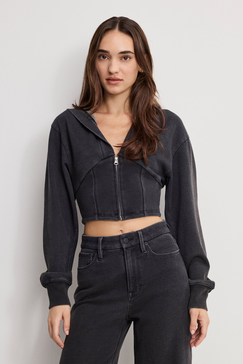 JEANIUS ZIP UP HOODIE BLACK430