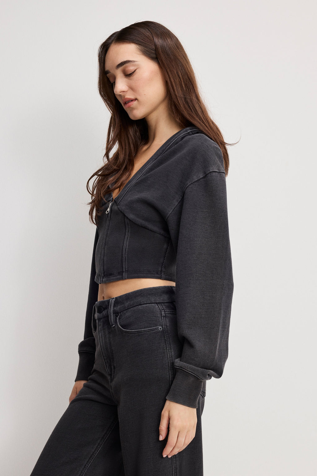 JEANIUS ZIP UP HOODIE BLACK430