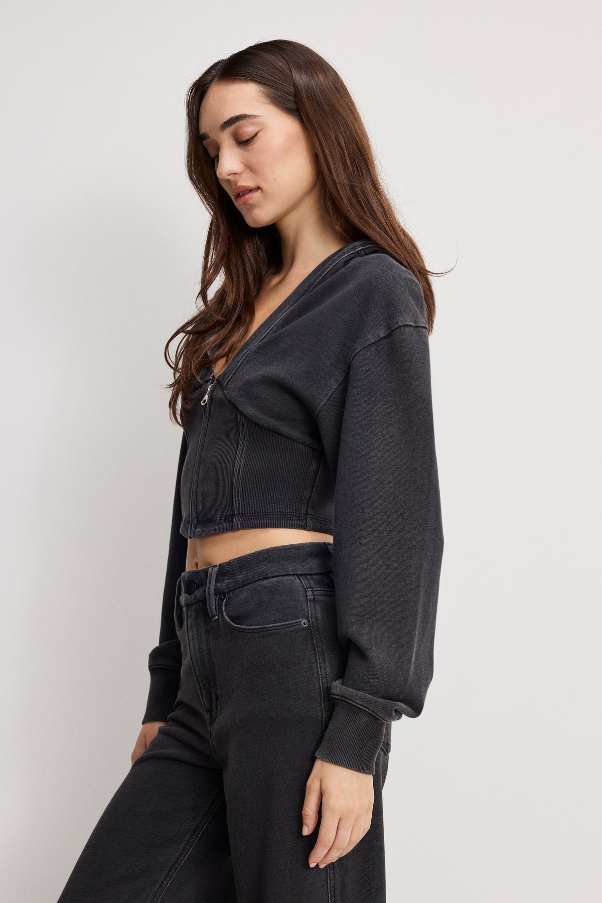 JEANIUS ZIP UP HOODIE BLACK430