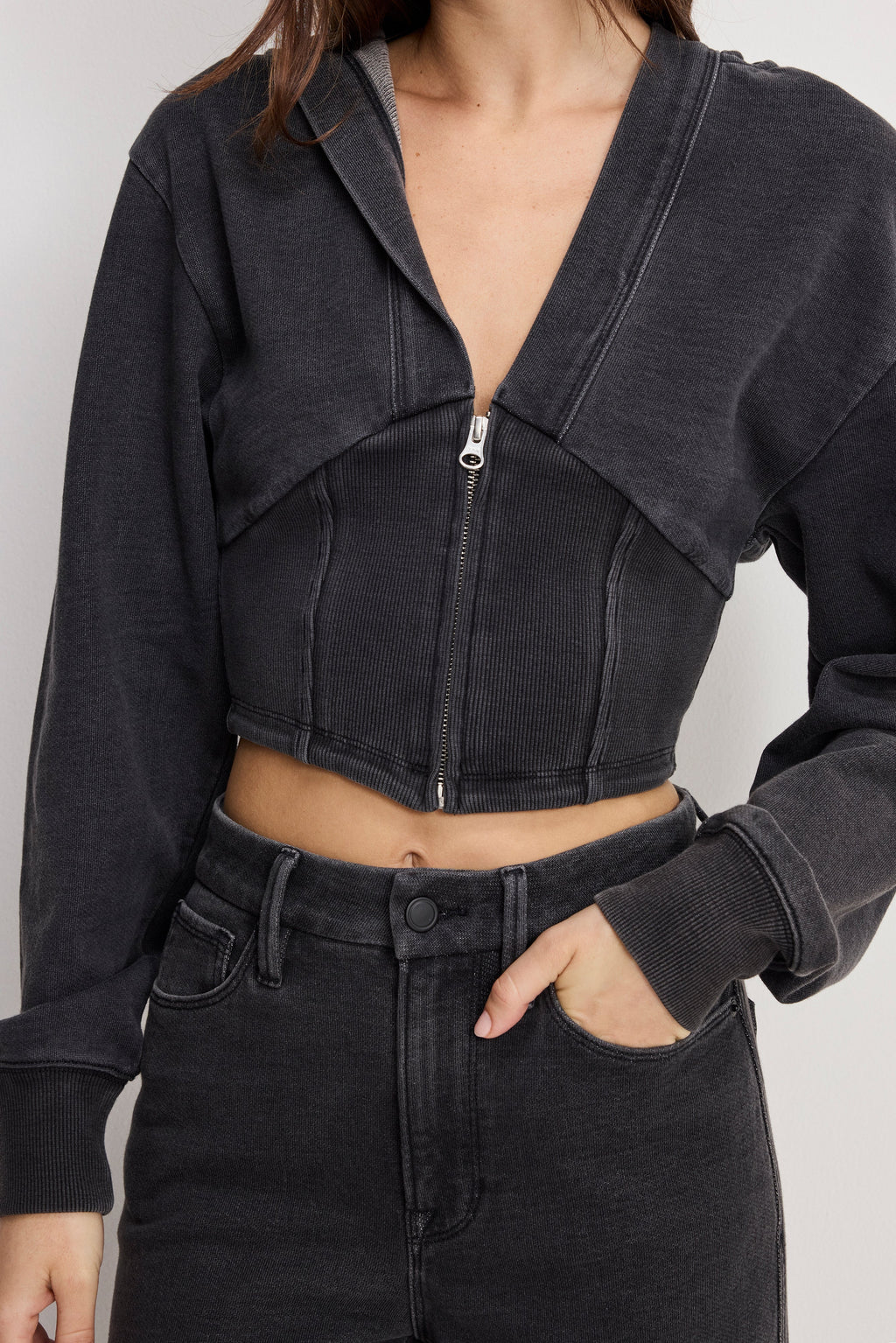 JEANIUS ZIP UP HOODIE BLACK430