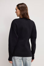 EXAGGERATED SLEEVE CARDIGAN SWEATER BLACK001