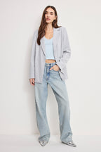 ESSENTIAL SUITING BELTED BLAZER CROSSHATCH GREY