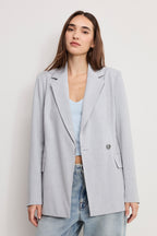 ESSENTIAL SUITING BELTED BLAZER CROSSHATCH GREY
