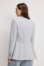 ESSENTIAL SUITING BELTED BLAZER CROSSHATCH GREY
