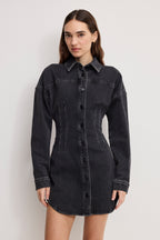 SHAPED DENIM DRESS K418