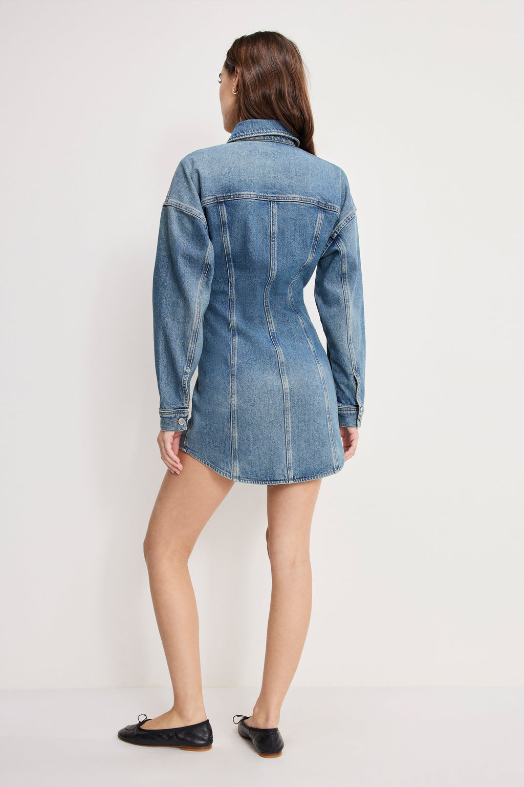 SHAPED DENIM DRESS INDIGO1100