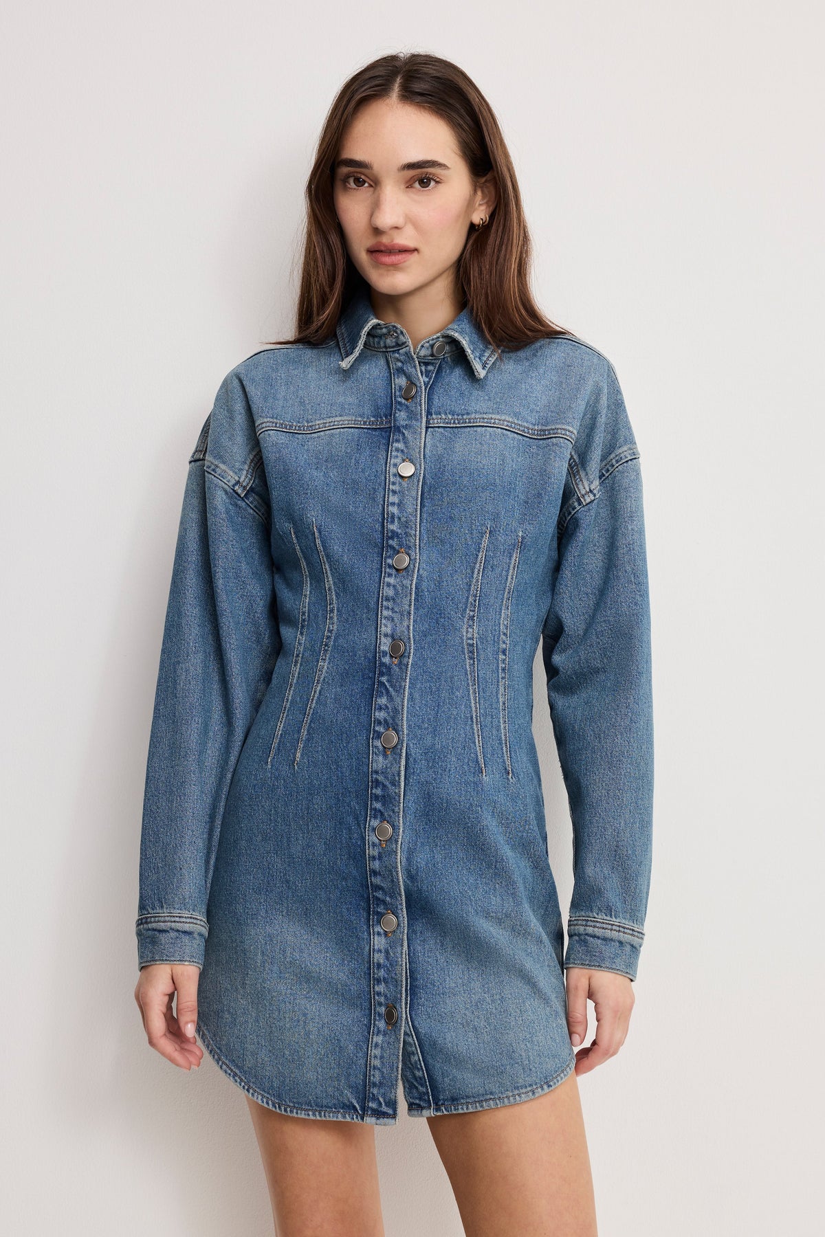 SHAPED DENIM DRESS INDIGO1100