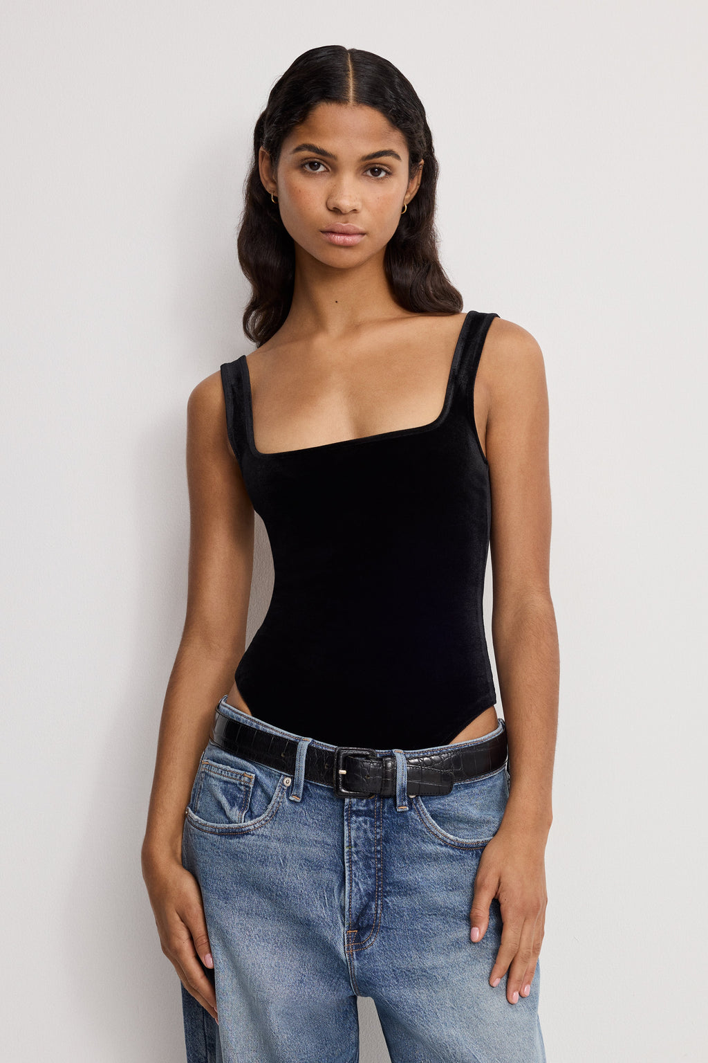 VELVET MODERN TANK BODYSUIT BLACK001