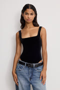 VELVET MODERN TANK BODYSUIT BLACK001