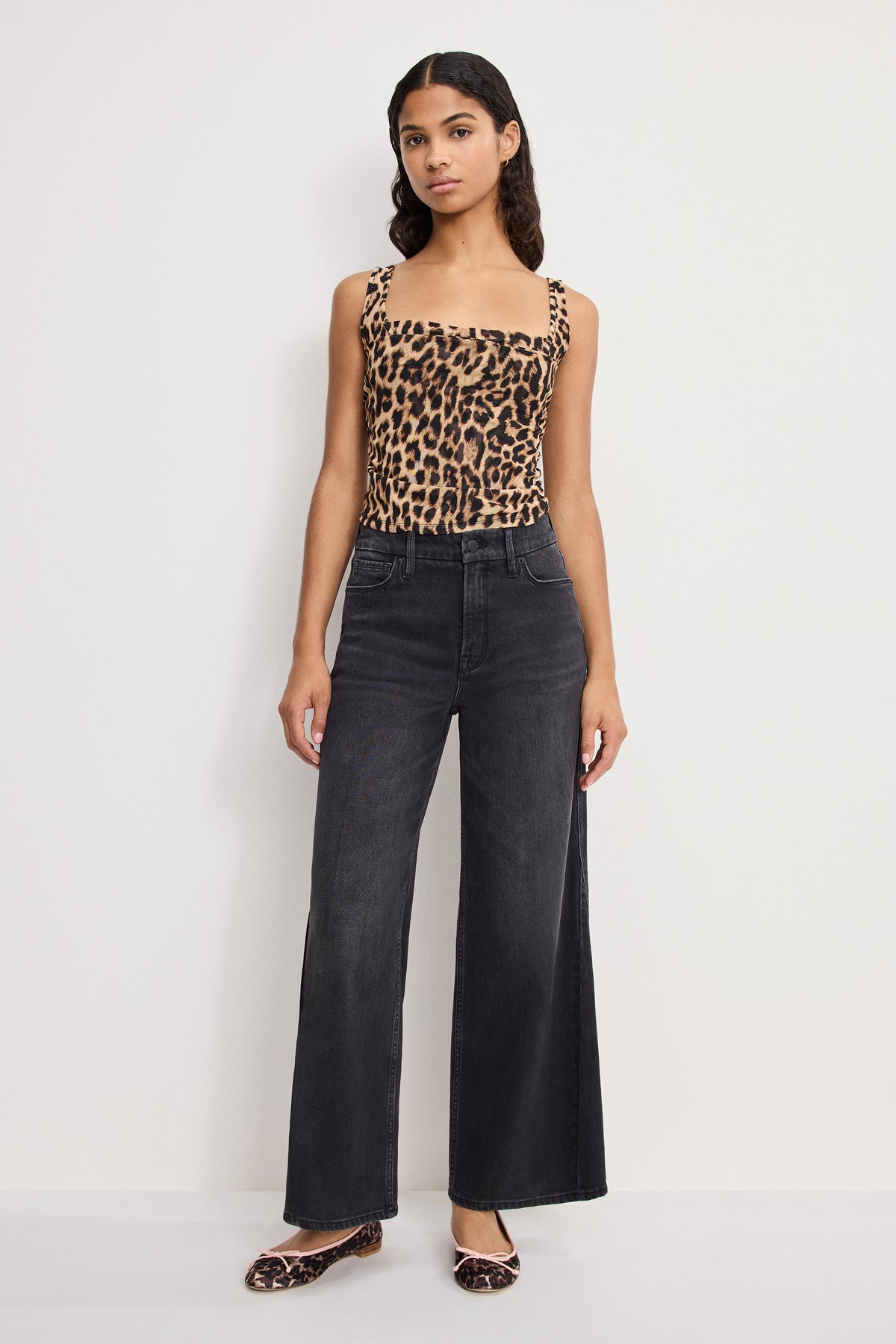 GOOD SKATE CROPPED WIDE JEANS BLACK407