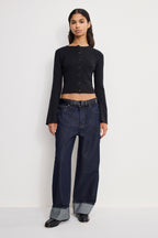 BELL SLEEVE KNIT CARDIGAN BLACK001