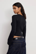 BELL SLEEVE KNIT CARDIGAN BLACK001
