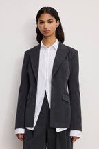 ESSENTIAL SUITING SCULPTED BLAZER DARK HEATHER GRAY