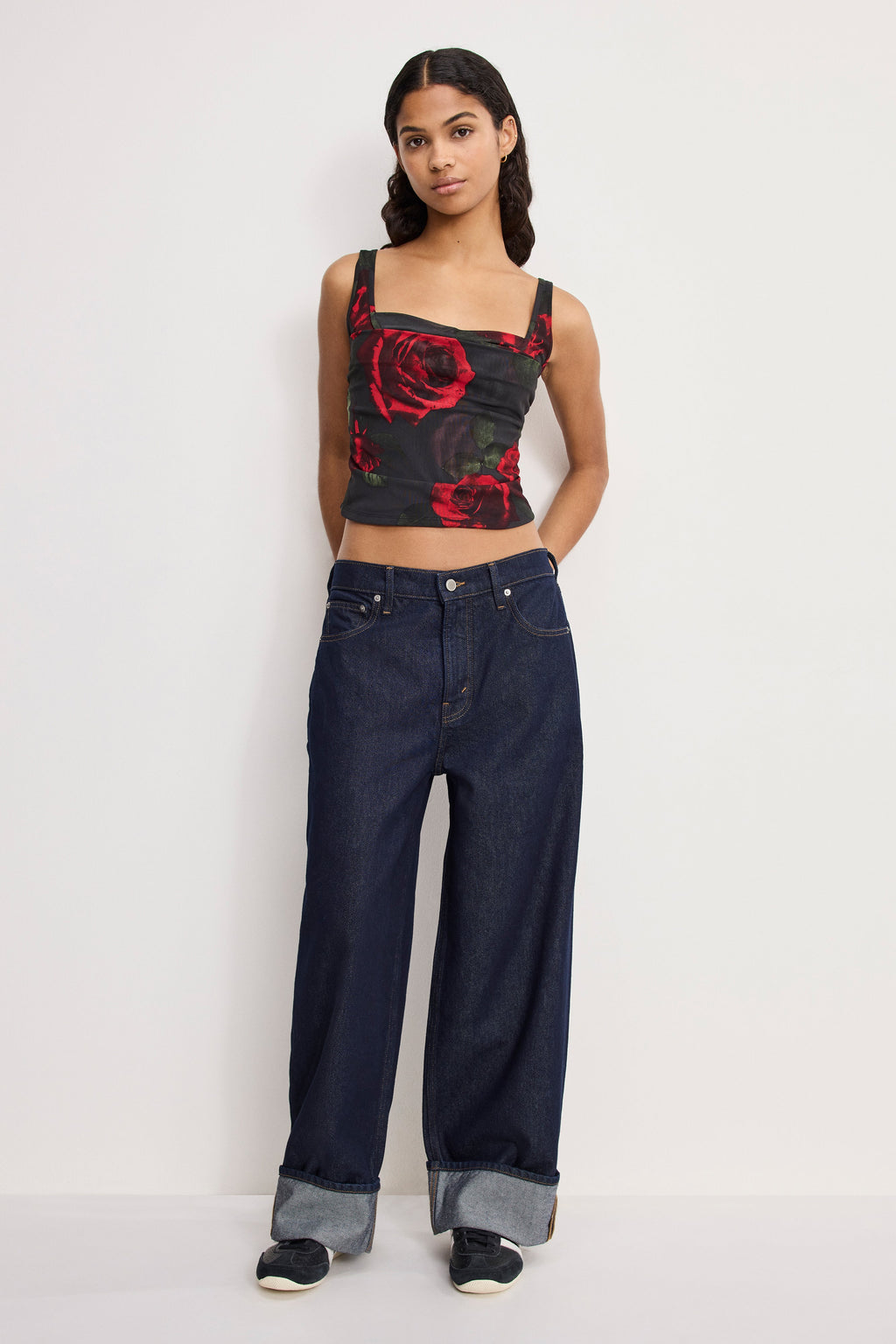 MESH BUSTIER MOODY RED ROSES001