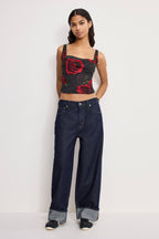 MESH BUSTIER MOODY RED ROSES001
