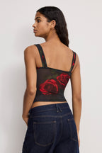 MESH BUSTIER MOODY RED ROSES001