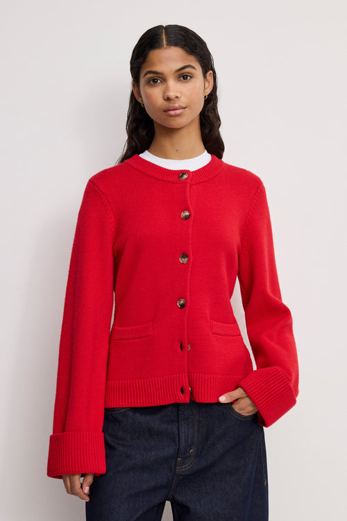 BUTTON FRONT KNIT CARDIGAN CHILI001