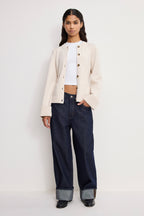 BUTTON FRONT KNIT CARDIGAN VANILLA001