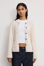 BUTTON FRONT KNIT CARDIGAN VANILLA001