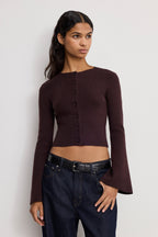 BELL SLEEVE KNIT CARDIGAN BARK003