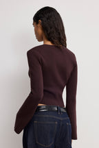 BELL SLEEVE KNIT CARDIGAN BARK003