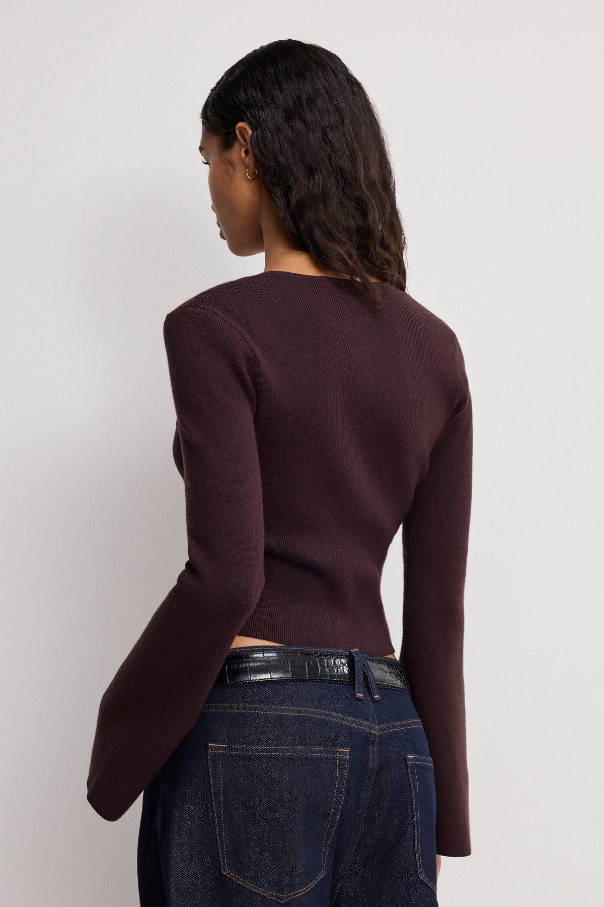 BELL SLEEVE KNIT CARDIGAN BARK003