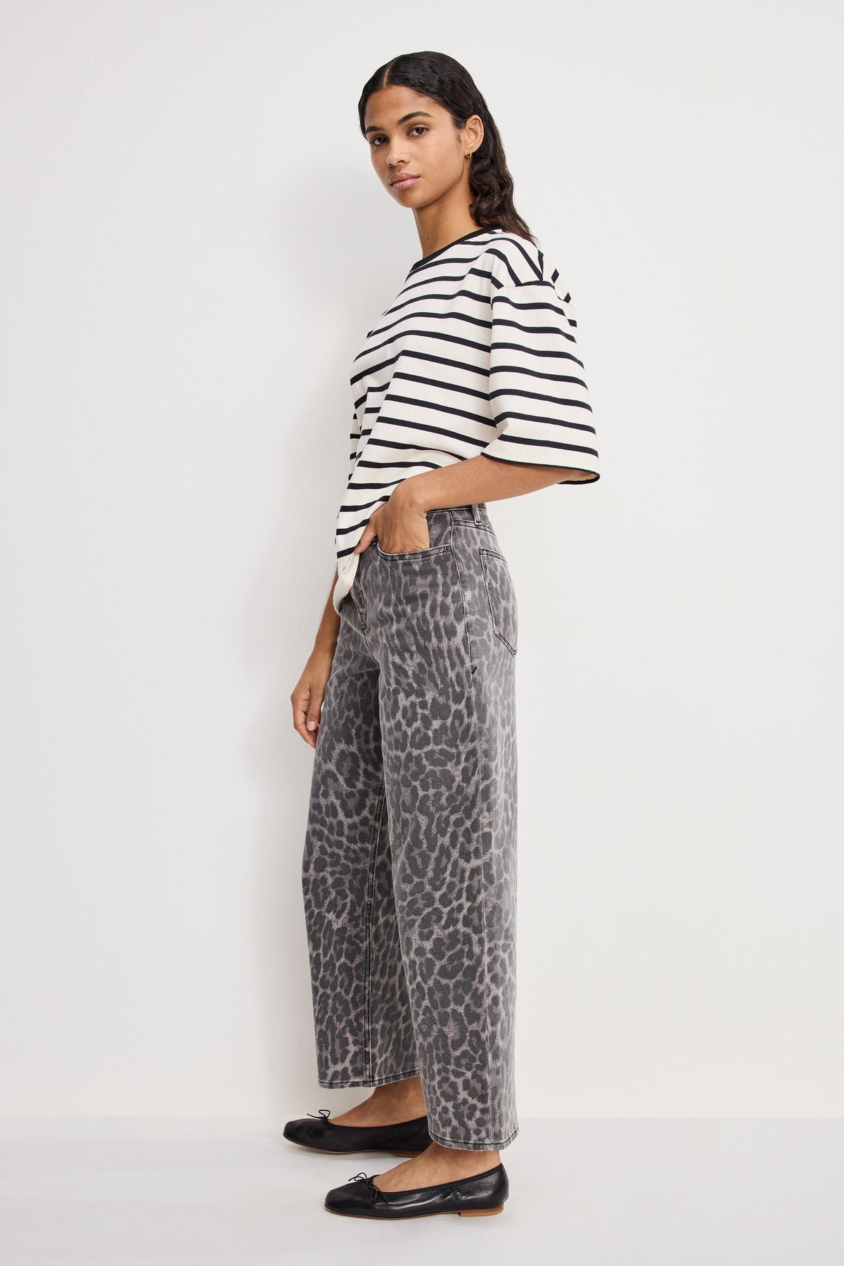 GOOD BARREL JEANS GREY LUCKY LEOPARD
