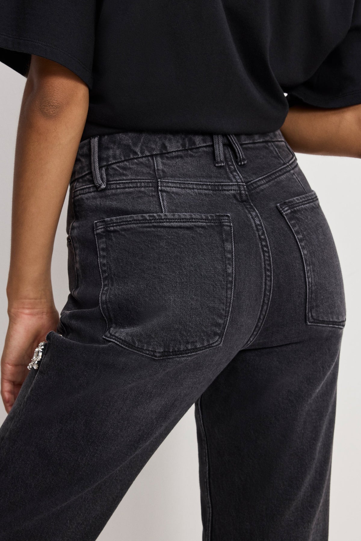 GOOD ICON STRAIGHT DIAMOND JEANS BLACK376