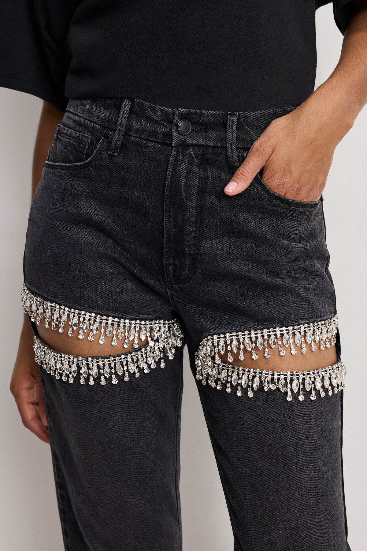 GOOD ICON STRAIGHT DIAMOND JEANS BLACK376