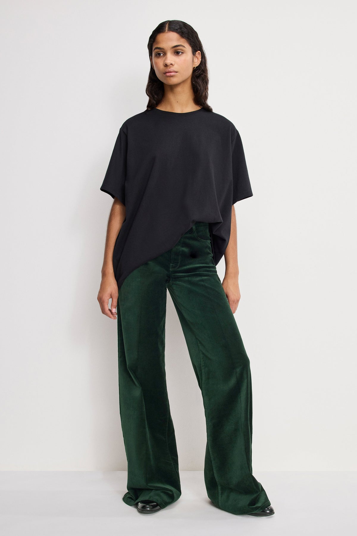 VELVET GOOD WAIST PALAZZO PANTS PINE GREEN003
