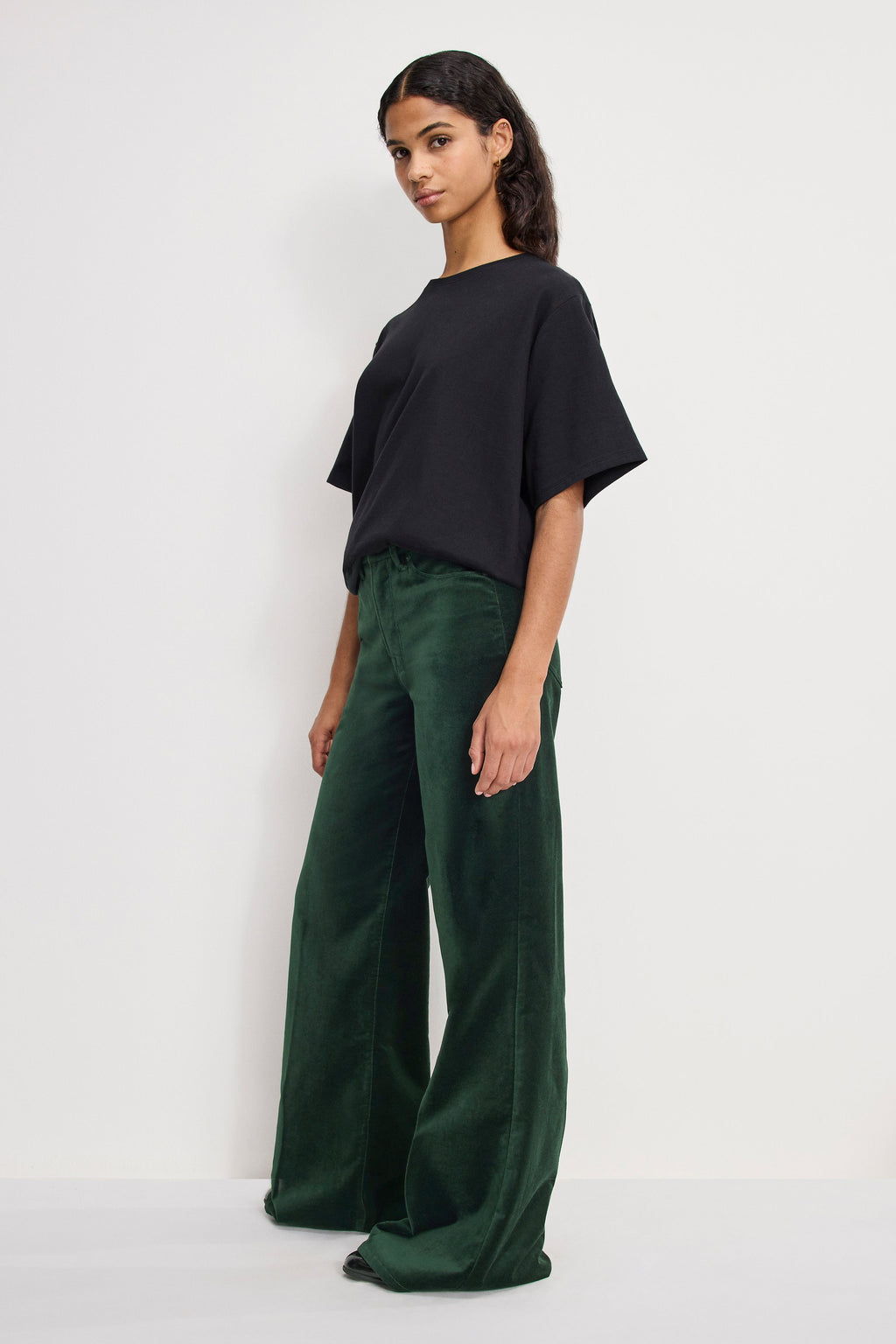 VELVET GOOD WAIST PALAZZO PANTS PINE GREEN003
