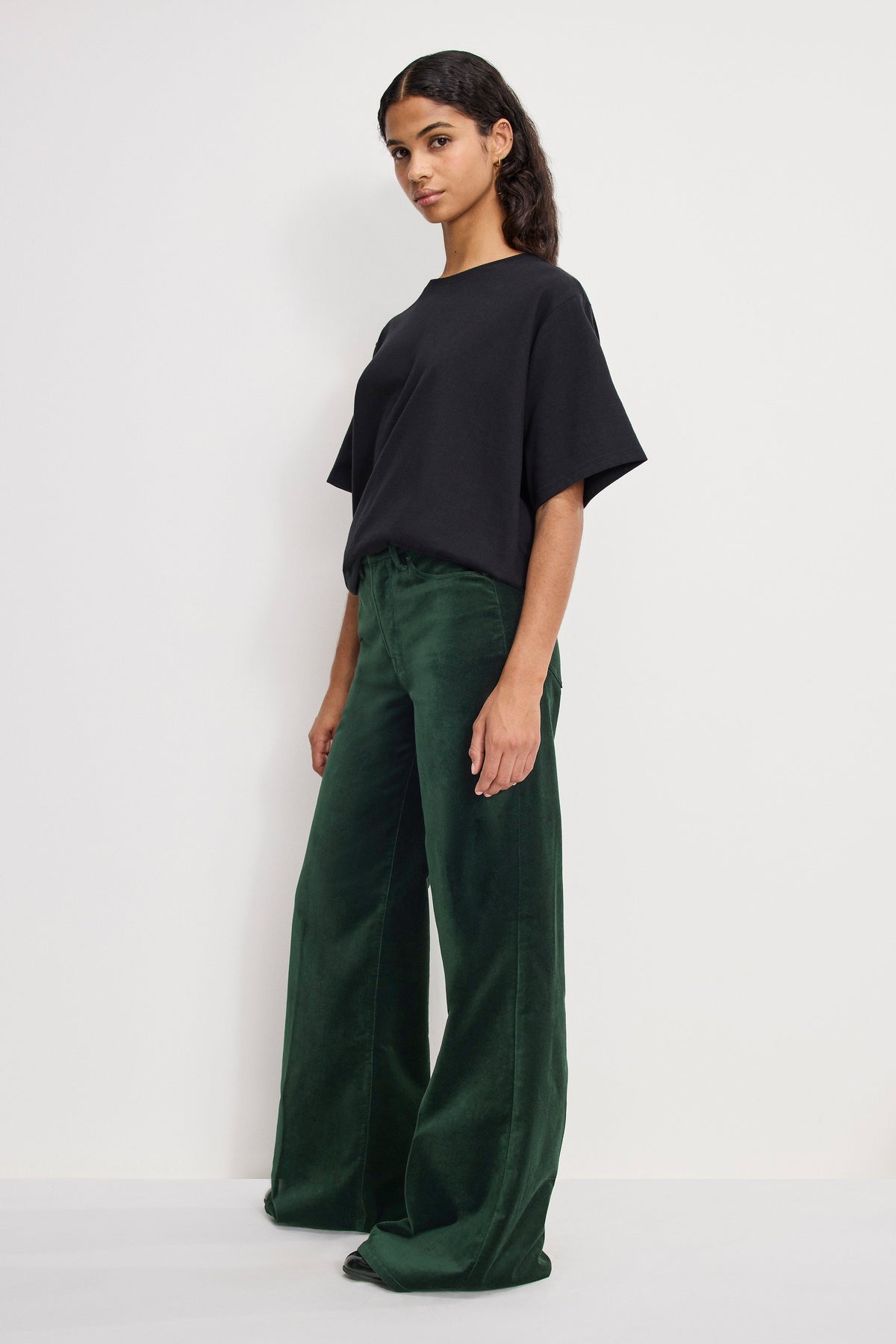 VELVET GOOD WAIST PALAZZO PANTS PINE GREEN003