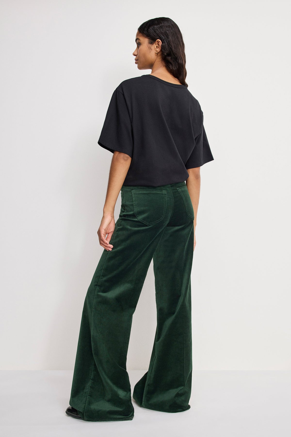 VELVET GOOD WAIST PALAZZO PANTS PINE GREEN003
