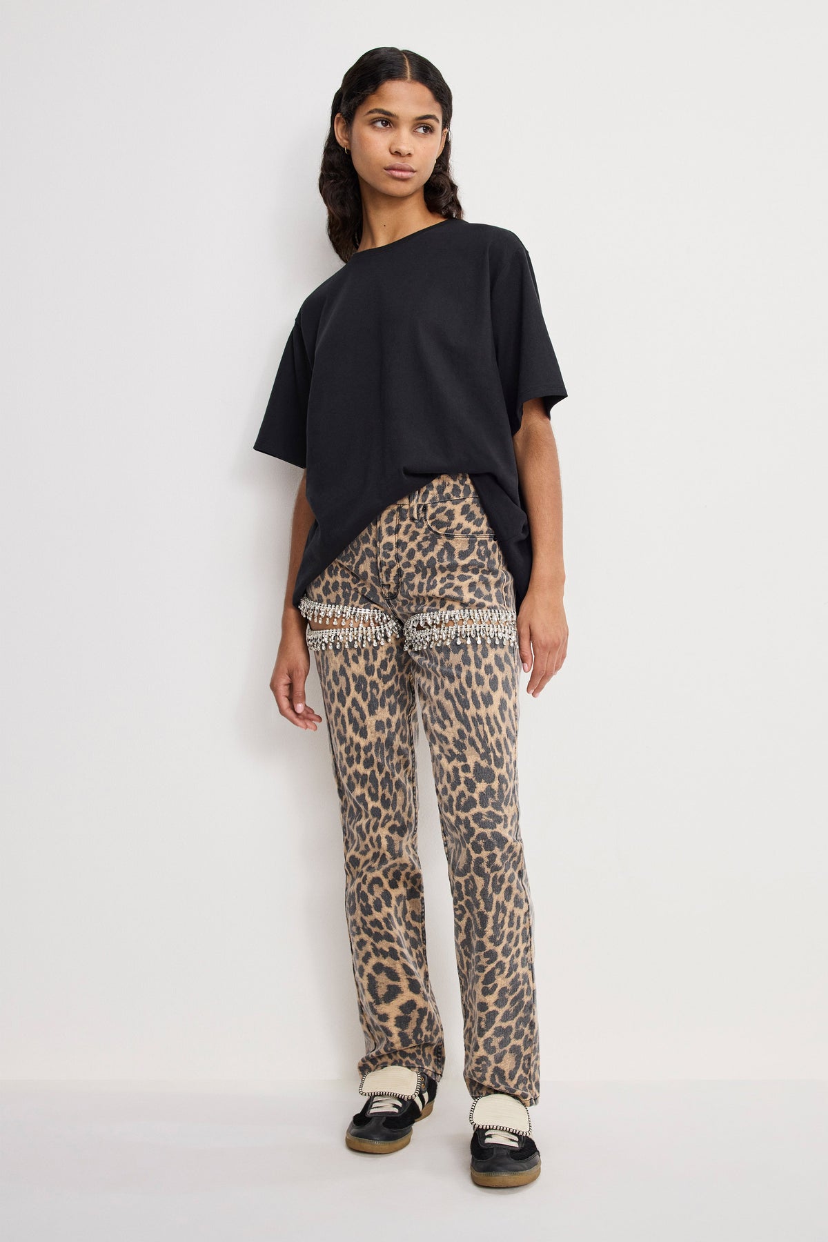 LEOPARD GOOD ICON STRAIGHT DIAMOND JEANS LUCKY LEOPARD001