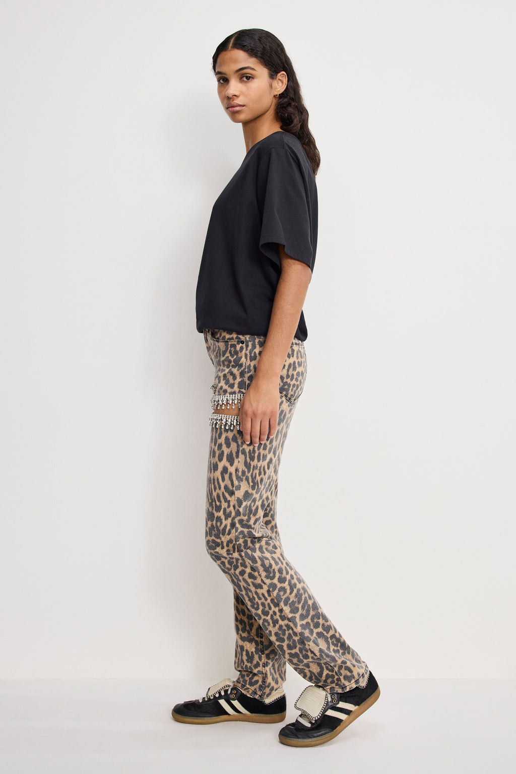 LEOPARD GOOD ICON STRAIGHT DIAMOND JEANS LUCKY LEOPARD001