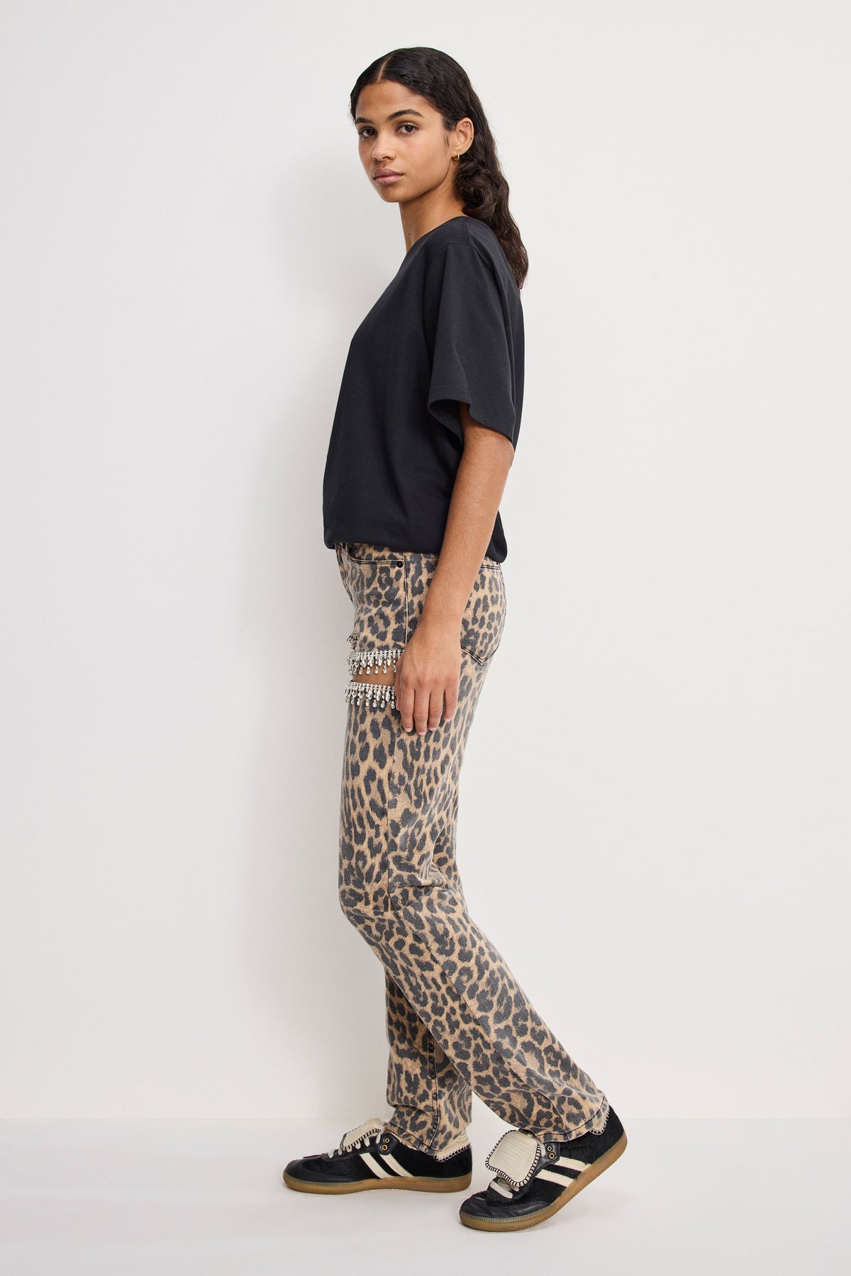 LEOPARD GOOD ICON STRAIGHT DIAMOND JEANS LUCKY LEOPARD001