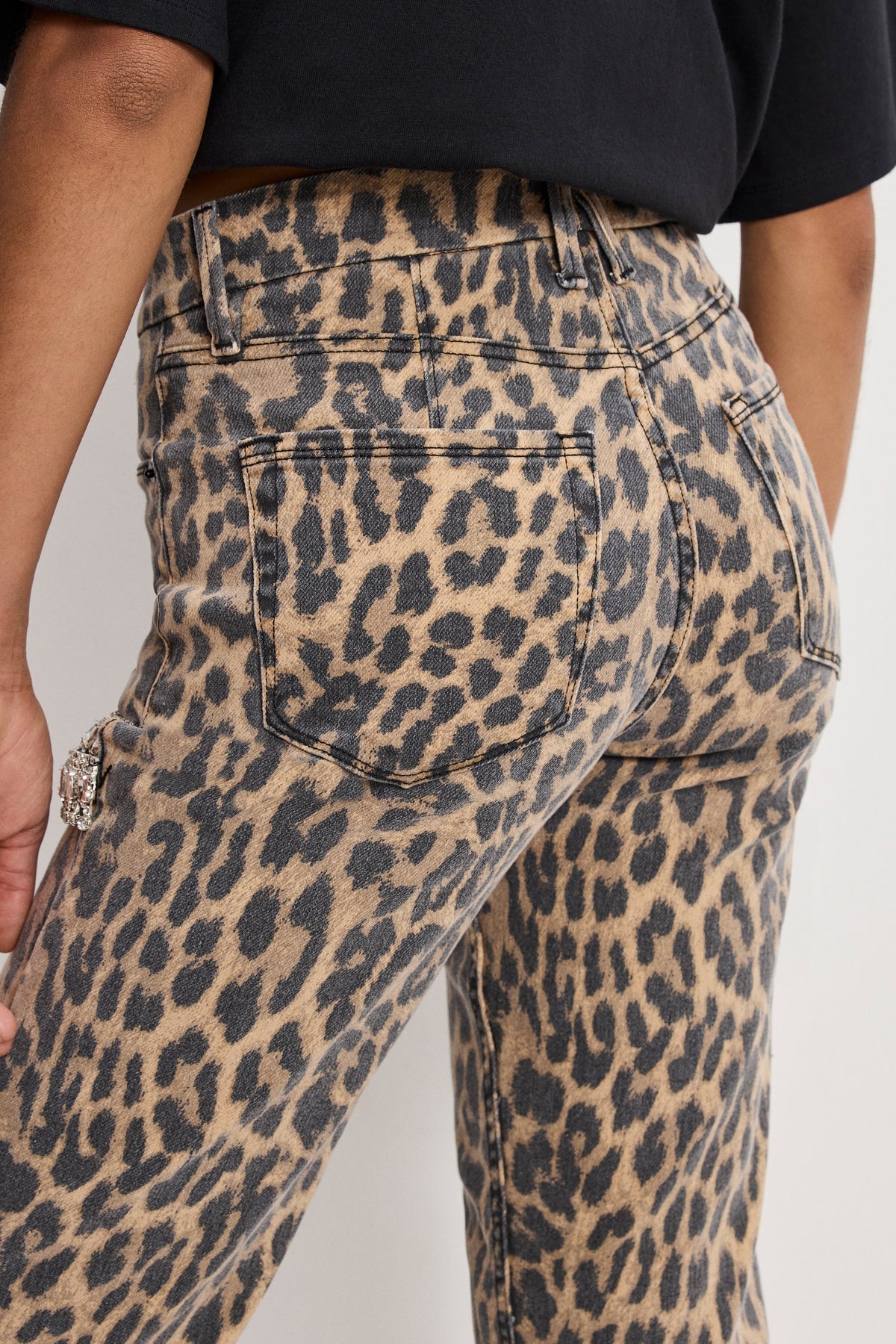 LEOPARD GOOD ICON STRAIGHT DIAMOND JEANS LUCKY LEOPARD001