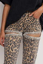 LEOPARD GOOD ICON STRAIGHT DIAMOND JEANS LUCKY LEOPARD001