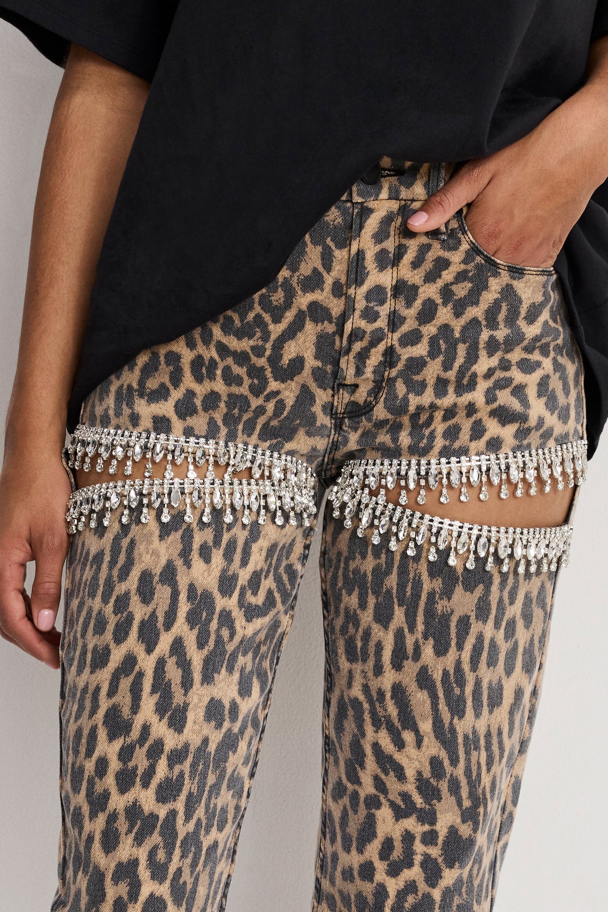 LEOPARD GOOD ICON STRAIGHT DIAMOND JEANS LUCKY LEOPARD001