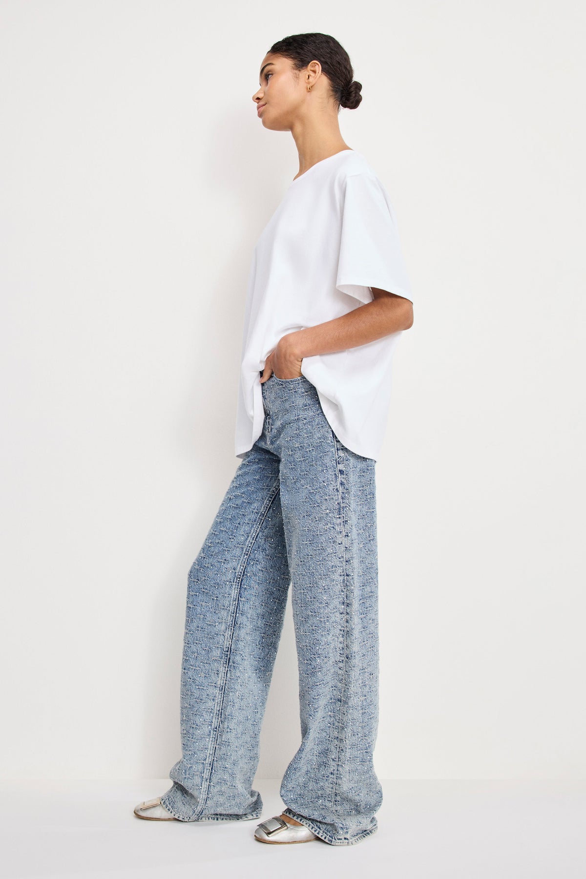GOOD SKATE WIDE CRYSTAL JEANS INDIGO1070
