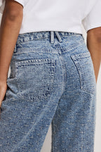 GOOD SKATE WIDE CRYSTAL JEANS INDIGO1070
