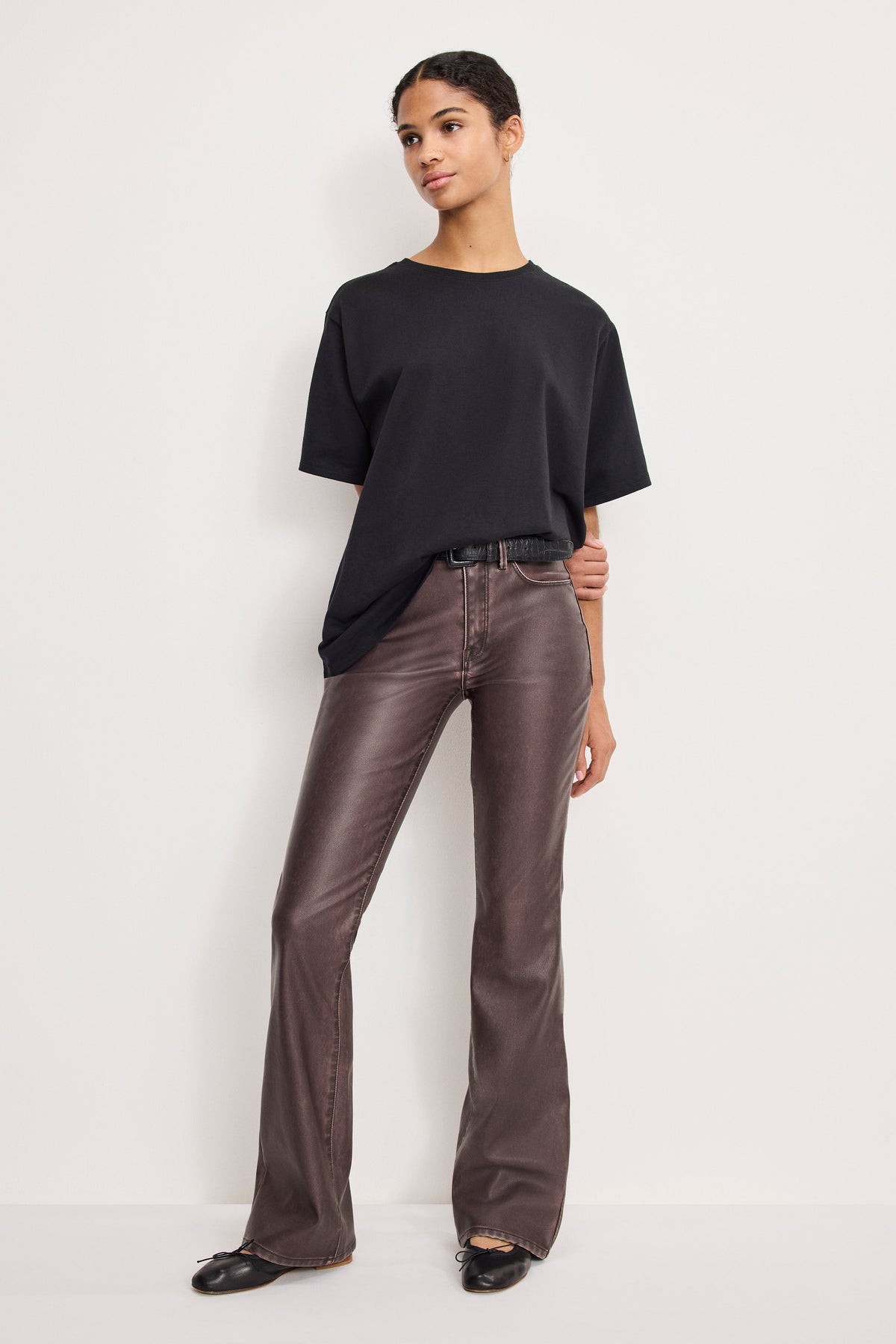 GOOD CLASSIC BOOTCUT FAUX LEATHER PANTS VAMP001