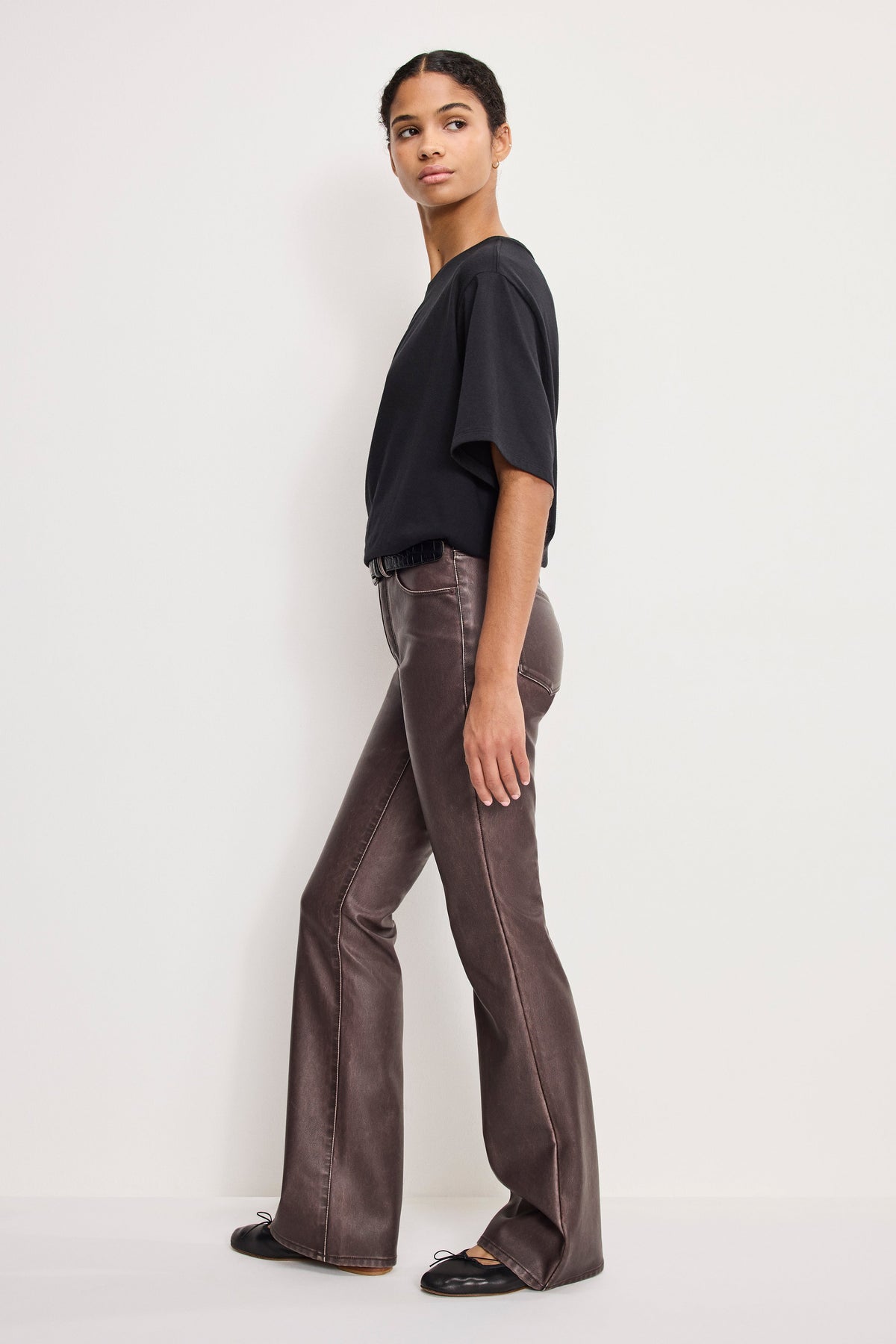 GOOD CLASSIC BOOTCUT FAUX LEATHER PANTS VAMP001
