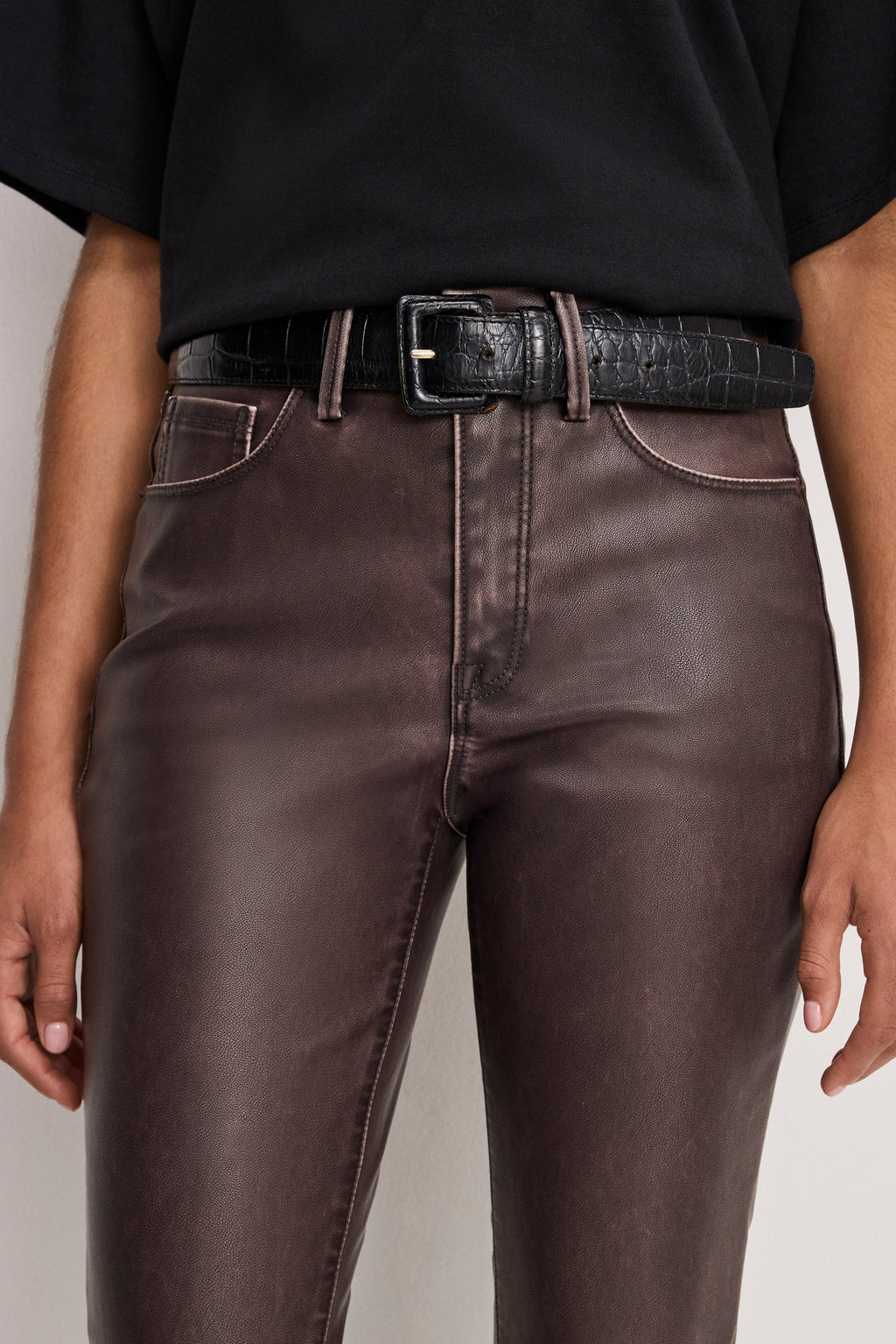GOOD CLASSIC BOOTCUT FAUX LEATHER PANTS VAMP001