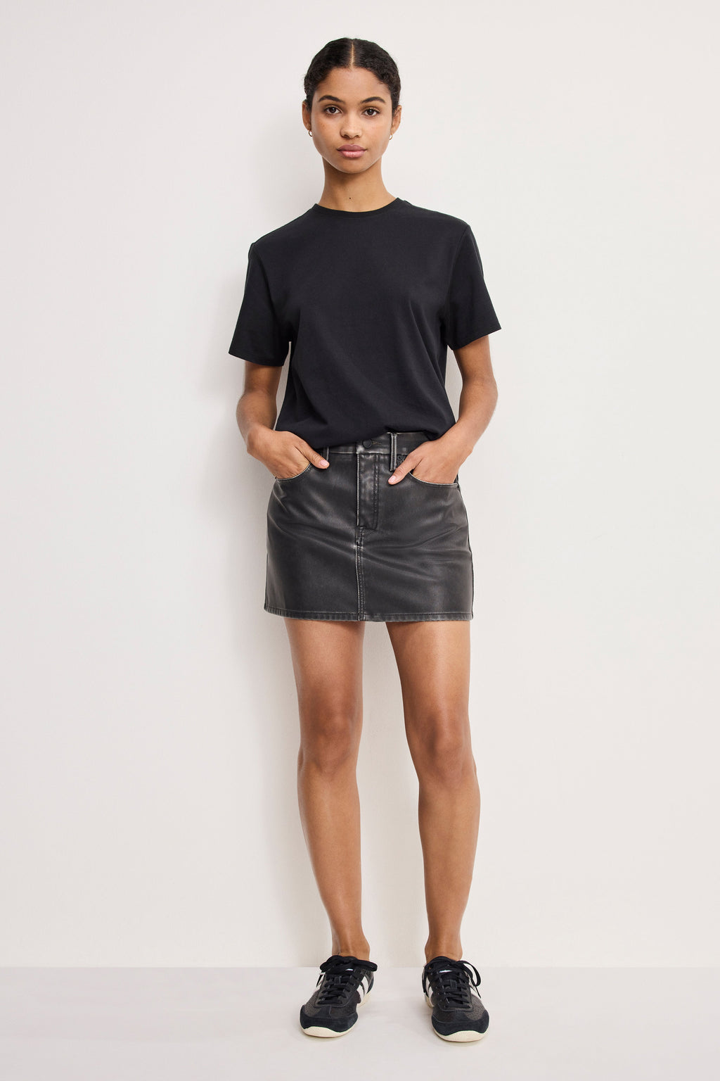 FAUX LEATHER GOOD 90S MINI SKIRT BLACK001