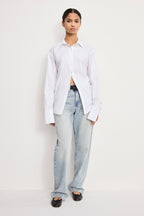 POPLIN TIE BACK SHIRT WHITE001