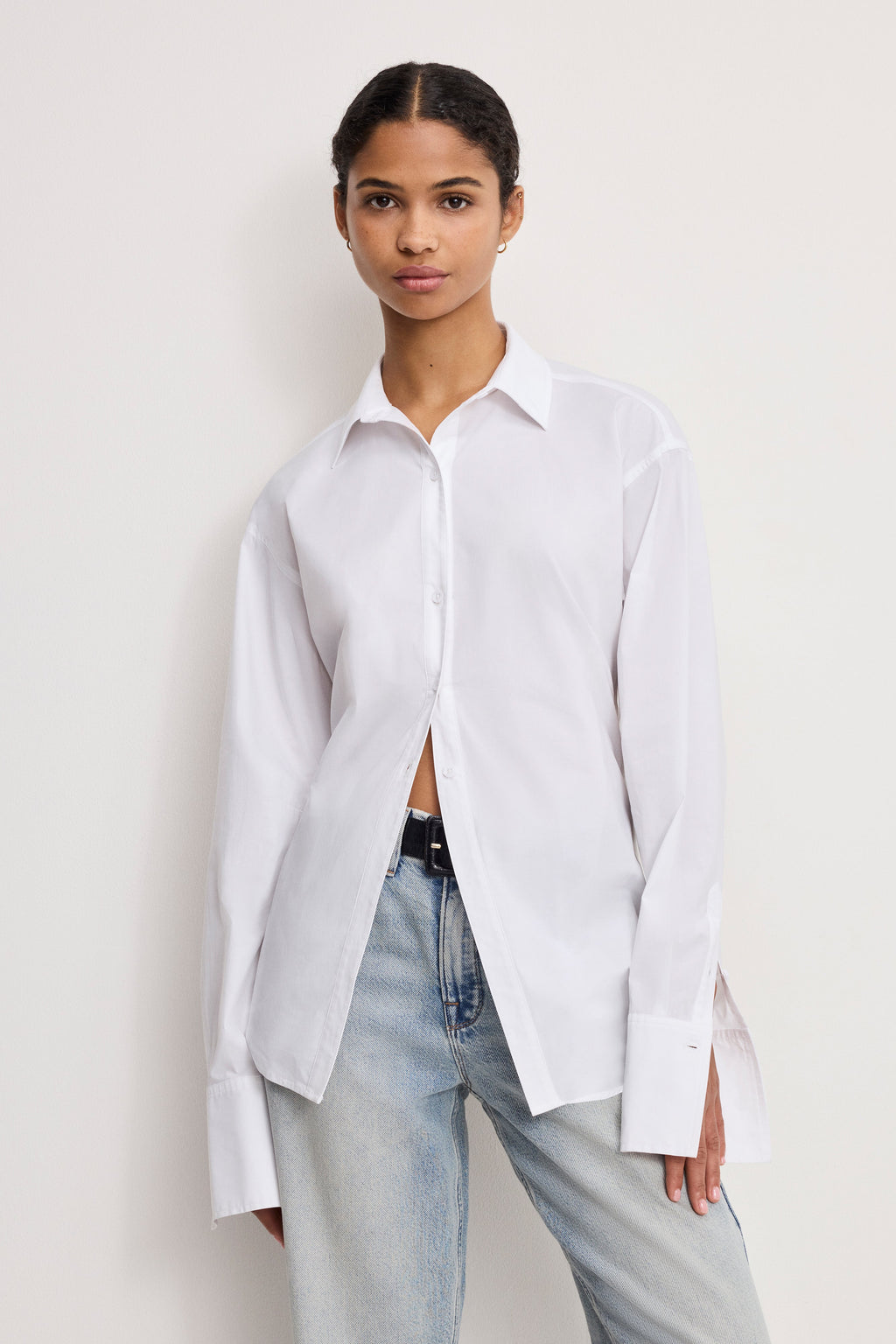 POPLIN TIE BACK SHIRT WHITE001