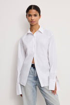 POPLIN TIE BACK SHIRT WHITE001